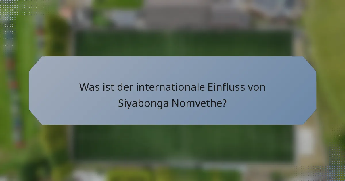 Was ist der internationale Einfluss von Siyabonga Nomvethe?