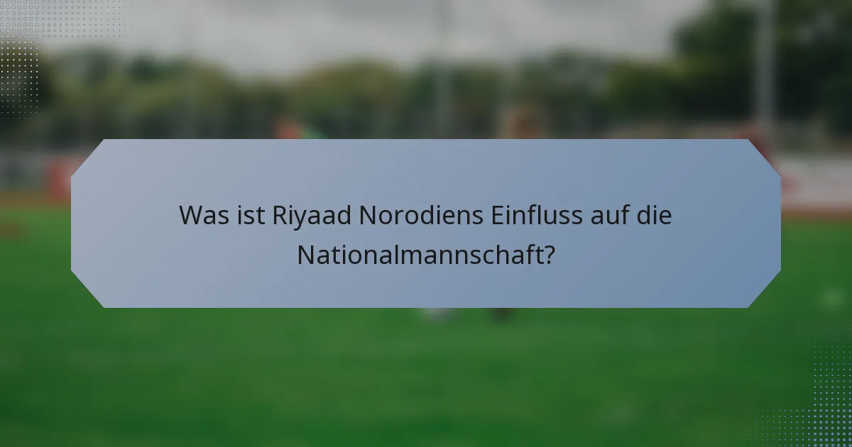 Was ist Riyaad Norodiens Einfluss auf die Nationalmannschaft?