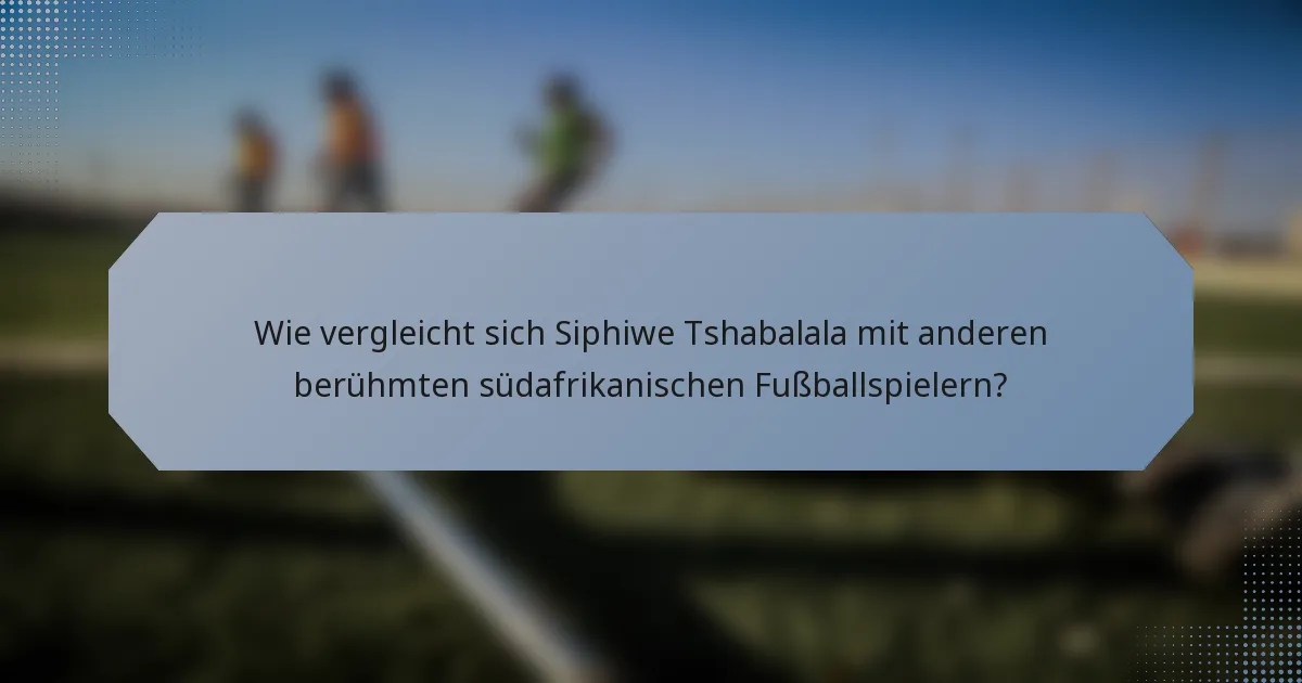 Wie vergleicht sich Siphiwe Tshabalala mit anderen berühmten südafrikanischen Fußballspielern?